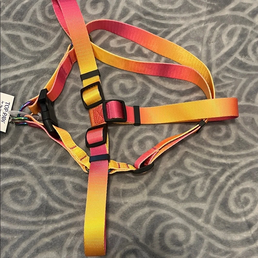 Dog Step-In Harness by Top Paw in ombré pink & orange NWT